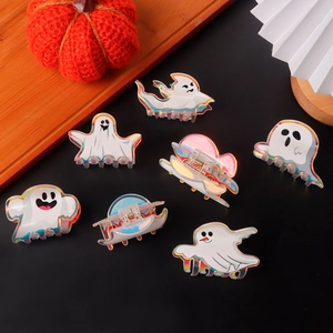 Lot de 7 pinces à cheveux fantômes laser holographiques pour Halloween, styles mignons