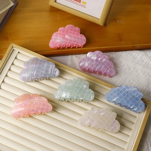 Lot de pinces à cheveux en forme de nuage, sept couleurs pastel à texture irisée