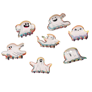 Lot de sept pinces à cheveux fantômes irisées aux styles de dessins animés d'Halloween