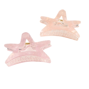 Pink marble texture star hair claws set made of acetate resin for stylish women hair styling