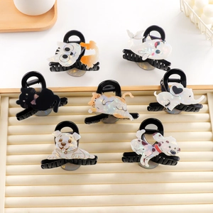 Cute Cartoon Animal Hair Claw Clips PVC Pearlescent Dog Cat Elephant Whale Design Hair Accessories For Women Daily Styling