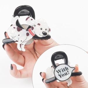 Chic Dalmatian acetate hair claw clip featuring a cartoon dog design and marble texture
