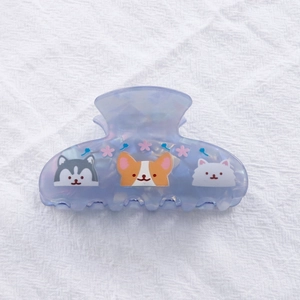 Pince à cheveux en acétate violette avec motifs mignons de chien et chat pour fille