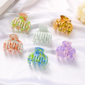 Pastoral Marble Pattern Hair Claw Clip For Women Elegant Ink Wash Gradient PVC Shark Clip Fresh Daily Versatile Hair Accessory