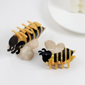 Lot de pinces à cheveux en forme d'abeille avec rayures jaune noir et perles