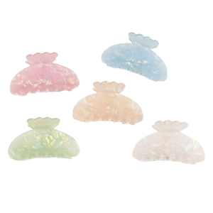 Set de 5 pinzas para el pelo de 9cm en tonos pastel con textura de perla jaspeada
