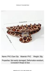 Spécifications de taille de la pince à cheveux léopard montrant la longueur de 10,2 cm