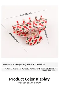 Detailed size specifications for PVC cherry claw clip with precise dimensions and weight