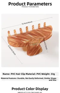 Detail view of 10.4cm leopard print hair claw clip with specific size measurements