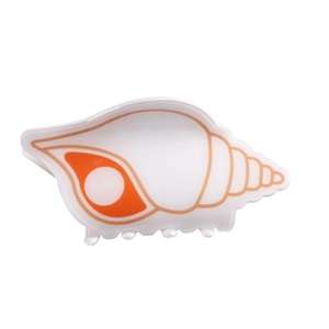 Pince à cheveux coquillage blanc perle avec rayures texturées orange et marron