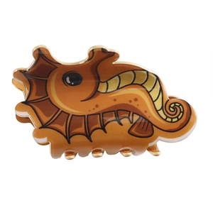 Pince à cheveux mignonne en forme d'hippocampe orange et marron pour styles marins