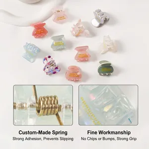 Lot de mini pinces à cheveux colorées en résine avec ressorts dorés France Handmade