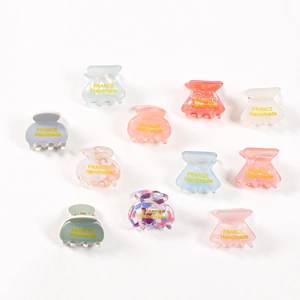 Pinces à cheveux mignonnes en acétate coloré avec gravure France Handmade élégante