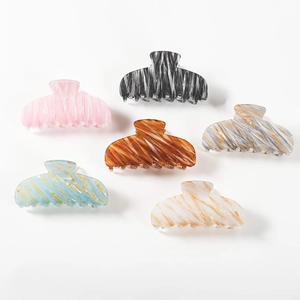 Set of 6 large marble texture hair claws in various elegant colors for women accessories