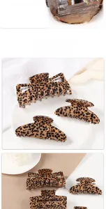 Close-up of leopard print hair claws with custom reinforced metal spring for hair styling
