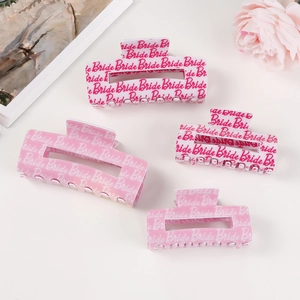 Bride Letter Printed Hair Claw Clip PVC Handmade Hair Accessories For Women Wedding Bridal Shower Party Sweet Hair Clip