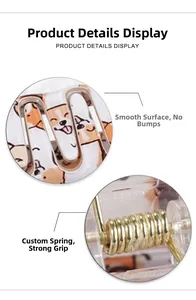 Detail of clear acrylic hair claw clip featuring strong metal spring and Corgi pattern