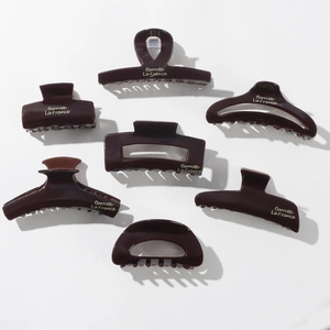 7-piece set of dark brown resin hair claws in various styles for women hair styling