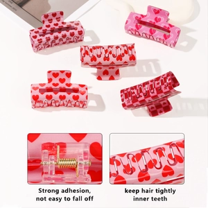 Lot de pinces à cheveux coeur rose avec prise forte et motifs en damier tendance