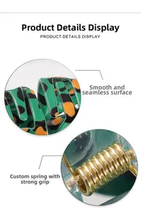 Close-up of smooth leopard print teeth and strong golden metal spring on hair claw