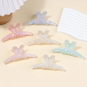Pinza per Capelli PVC Iridescente Orecchie di Coniglio Grande Trama di Marmo Fermaglio per Capelli Donna Dolce Accessori Capelli Pasqua