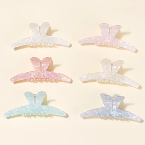 Set di 6 fermagli per capelli a forma di orecchie di coniglio in acetato iridescente