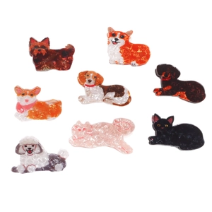 Lot de 8 pinces à cheveux animaux mignons chiens et chats en acétate effet marbre