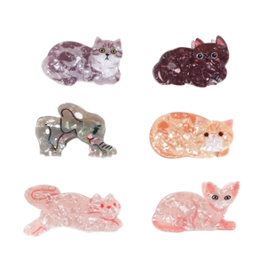 Chic acetate hair claws set featuring cute cat and elephant cartoon animal designs