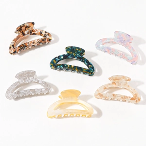 Set of 6 premium marble texture acetate hair claws in various sweet candy colors