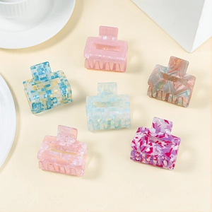 Elegant Square Hair Claw Clips Marble Plaid Pattern PVC Hair Catch For Women Daily Temperament Large Hair Accessories