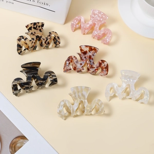 Korean Large Wave Hair Claw Clip Marble Leopard Texture Non Slip Hair Accessories For Women Strong Grip Styling Hair Clamp