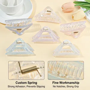 Set of 6 colorful hollow triangle hair claws made of high-quality gradient acrylic material