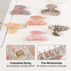 Elegant Korean style marble glitter hair claw clips with high strength springs