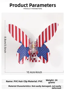 Tableau des tailles détaillé pour pince à cheveux papillon motif drapeau USA, 10,4x8,8 cm