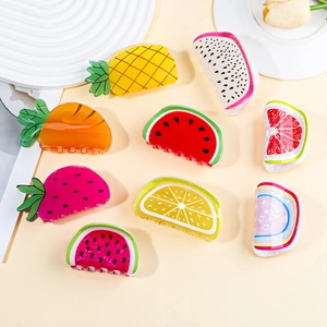 Pinces à Cheveux Créatives en Forme de Fruits Pastèque Fraise Ananas Carotte Pinces à Cheveux pour Femmes Filles Accessoires de Cheveux