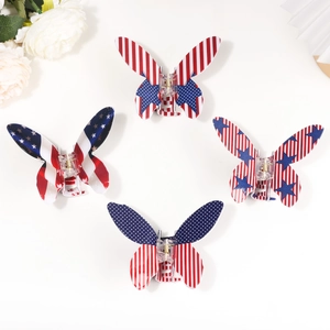 Pince à Cheveux Papillon Design Drapeau Américain Rouge Blanc Bleu Étoiles Rayures Patriotique Accessoire Cheveux Femme