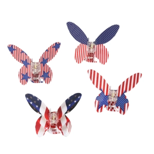 Lot de quatre pinces à cheveux papillon aux motifs du drapeau américain avec étoiles