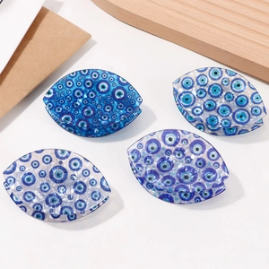 French Style Evil Eye Hair Claw Clip PVC Geometric Nazar Pattern Blue Protection Hair Accessories For Women Daily Vacation