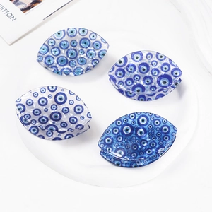 French blue Evil Eye hair claw clips in translucent acetate for women spring hair style