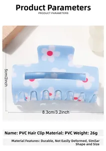 Spécifications de taille et paramètres matériels de la pince à cheveux bleue à fleurs