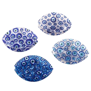 French style 4-piece hair claw clips set featuring blue Evil Eye patterns for women