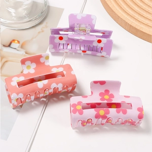 Lot de pinces à cheveux fleuries en lilas, orange corail et rose fleurs de cerisier