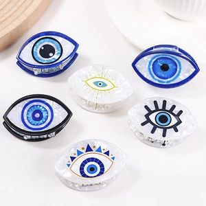 Sechser-Set bunte Evil Eye Haarklammern in verschiedenen blauen und schwarzen Designs