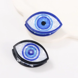 Eleganter Evil Eye Haarklammer aus blau-weißem Marmor-Acetat für Damen Haarstyling-Accessoires