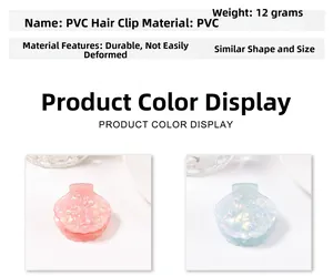 Detailed view of pearl-embellished shell hair claws made of durable 12g PVC material