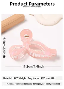 Detailansicht der 11,2 cm langen rosa PVC Haarklammer mit Schleifen-Design und Maßen