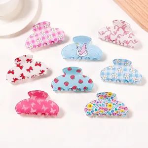 Koreanischer Stil Elegante PVC Haarkralle Für Damen Mittelgroße Schwan Schmetterling Band Plaid Blumen Haarschmuck