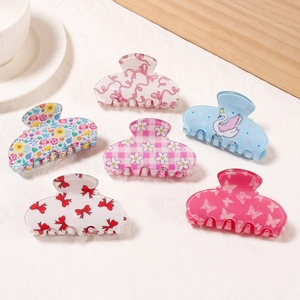 Elegantes koreanisches Haarklammer-Set aus Acryl mit Blumen- und Schleifenmuster