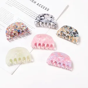 Élégante Pince à Cheveux en PVC à Motif de Marbre pour Femmes Clip de Requin Haut de Gamme Accessoire de Cheveux Polyvalent pour Chignon Outil de Coiffure