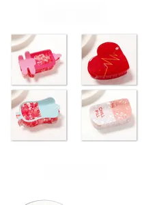Medical themed PVC hair claws featuring syringe, heart, blood bag and pill designs